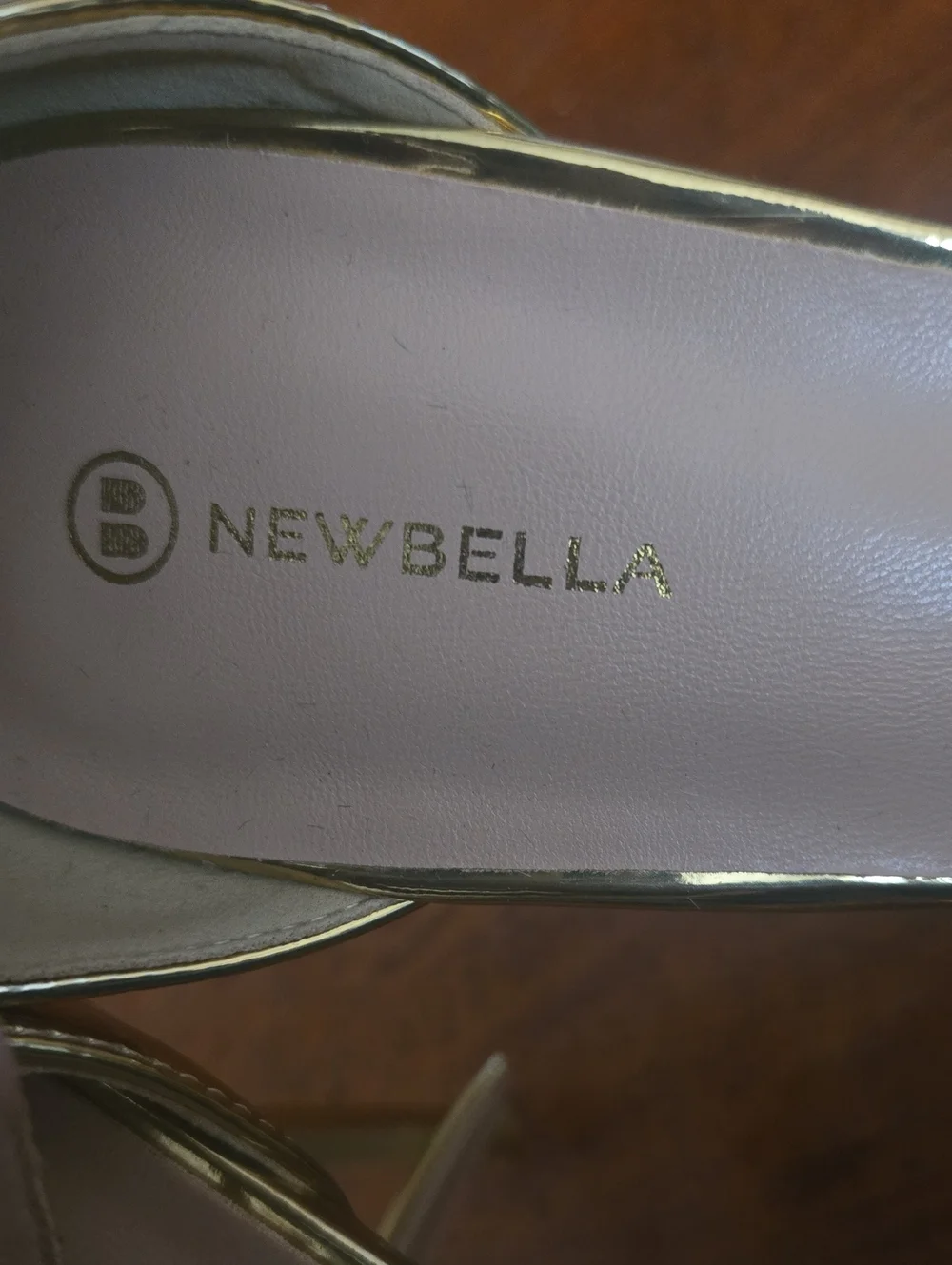 Nevebell Metallic Gold Pointed Ankle-Strap Heels